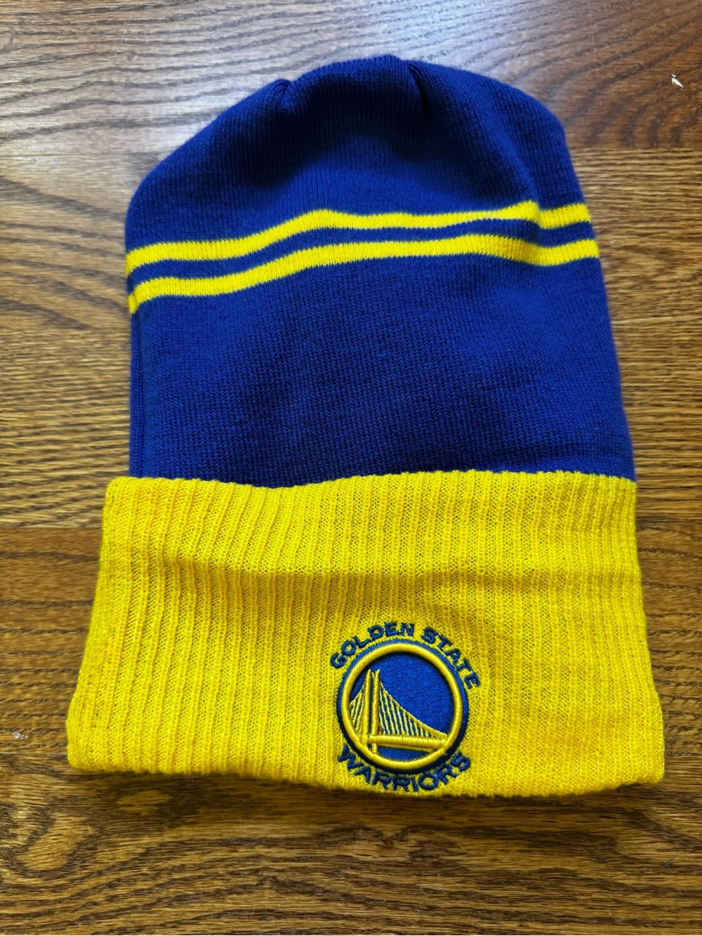 New Era Golden State Warriors Beanie Blue Yellow Fleece Lined Knit Hat